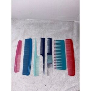 Hair Combs Lot with vintage Mebco "Twice Dipped" wide-tooth comb from 1990's